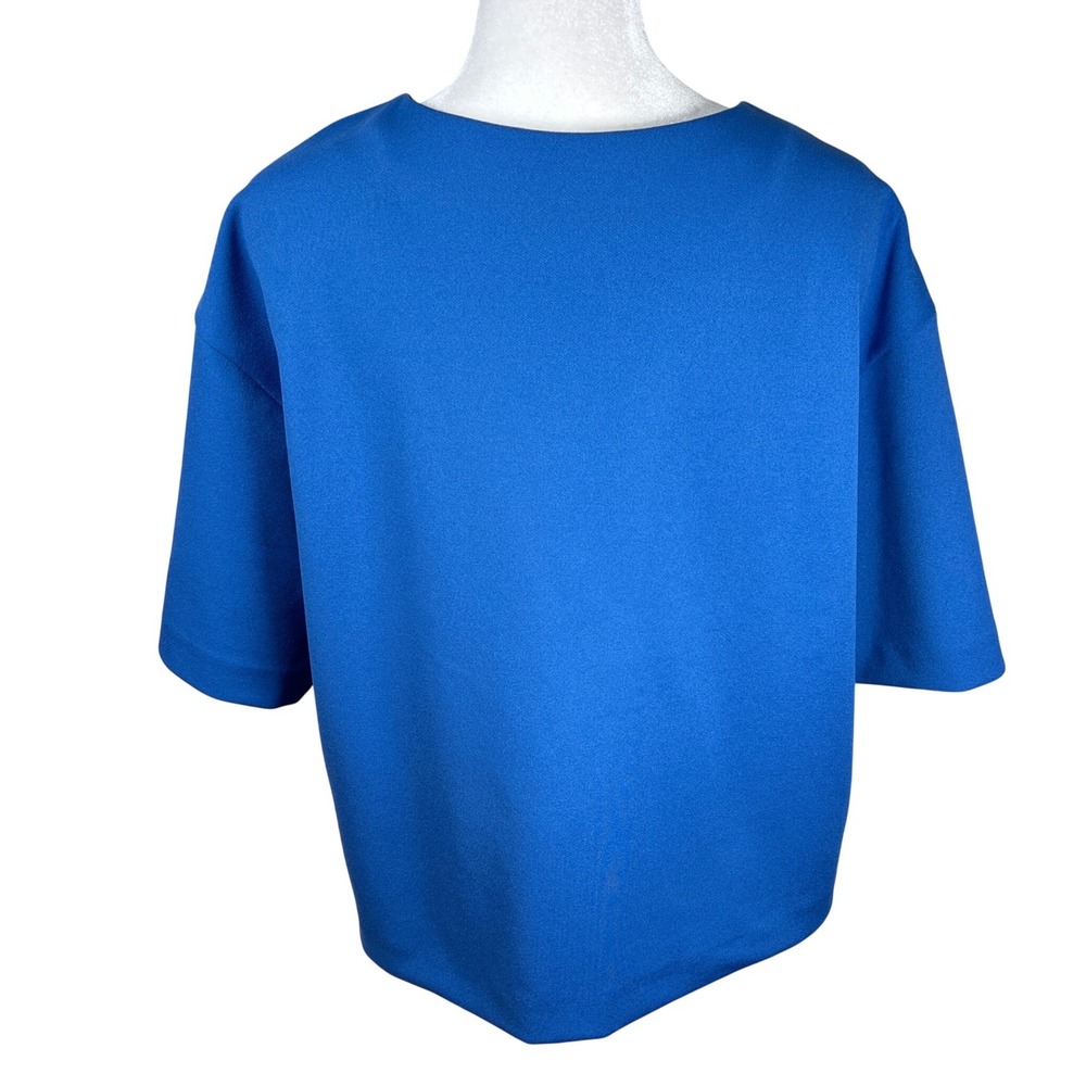 UNIQLO Crepe Jersey T-Shirt 65 Blue Crew Neck Boxy Fit Oversized Short Sleeve XL - Picture 2 of 8